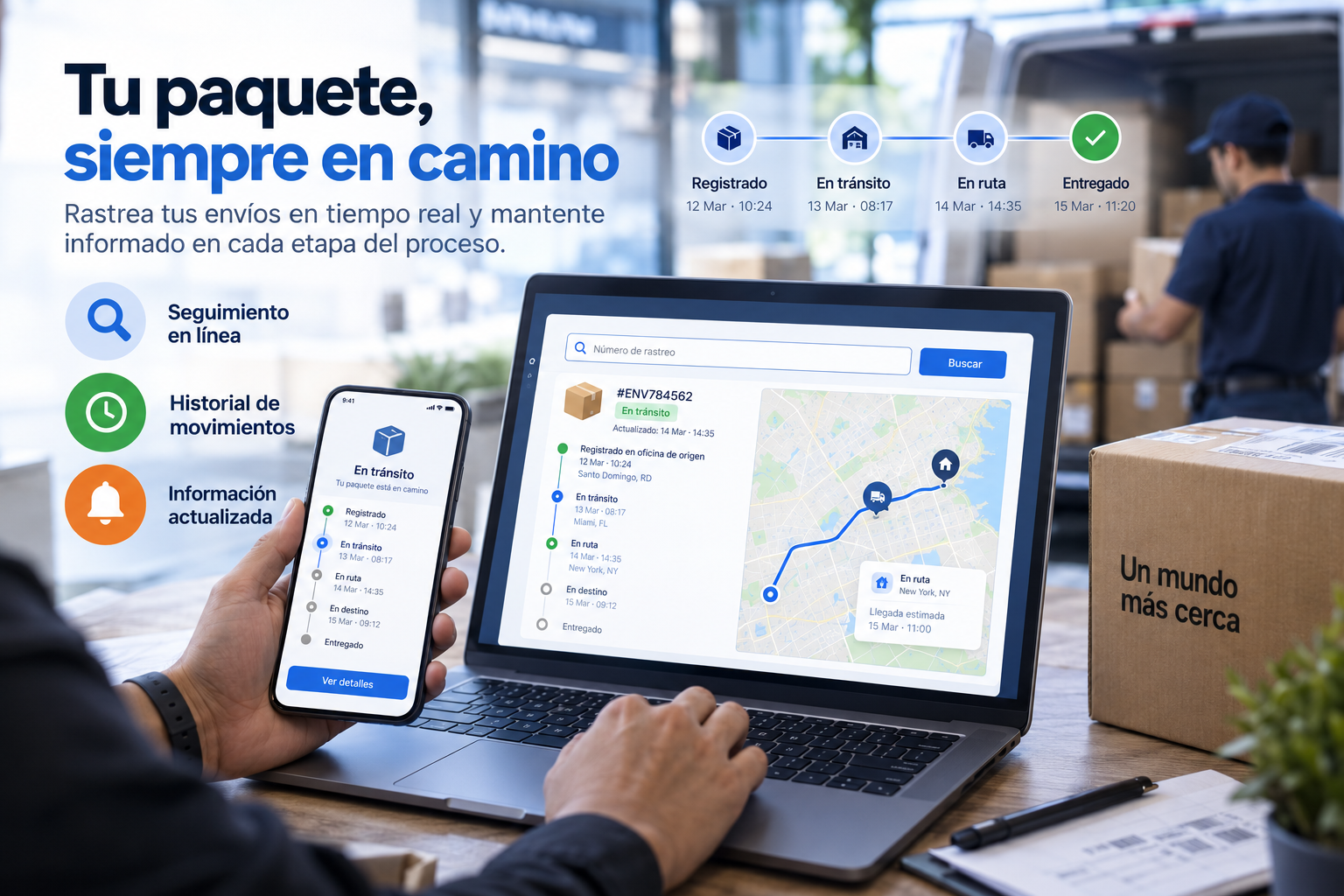 Mantén un historial de movimientos y permite a tus clientes rastrear sus paquetes con IKOMSOFT